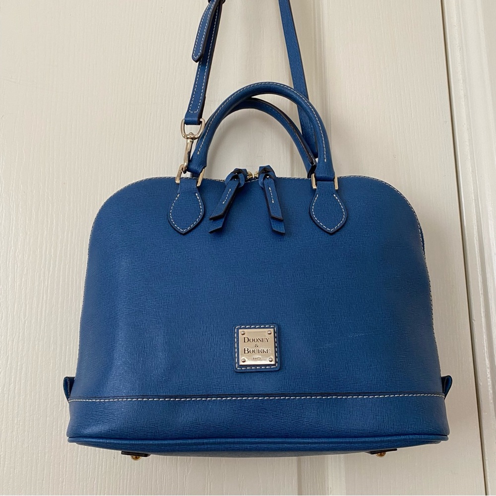 Dooney & Bourke Blue Leather Dome Satchel Shoulder Bag